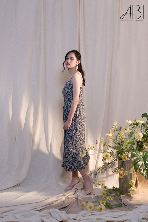 Váy lanh 2 dây chun lưng